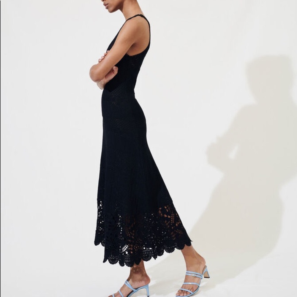 MAJE NEW LONG CROCHET DRESS BLACK SIZE 36